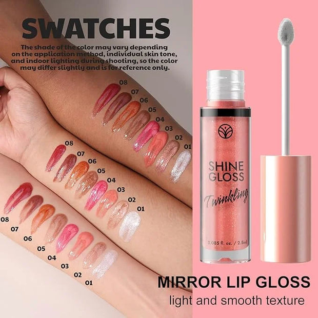 Brown Lip Gloss Women Girls Plumping Lip Gloss Glitter Tinted Lip gloss Oil Plumper Hydrating Long Lasting Moisturizing No...