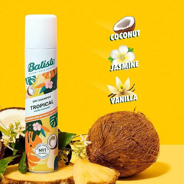 Batiste Dry Shampoo, Tropical Fragrance, Refresh Hair and Absorb Oil Between Washes, Waterless Shampoo for Added Hair Text...