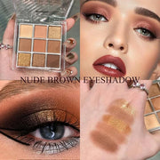 Neutral Nude Brown Eyeshadow Palette, 9 Colors Glitter Matte Eye Shadow Palette Makeup, Rose Gold Dark Brown Bronze Eyesha...