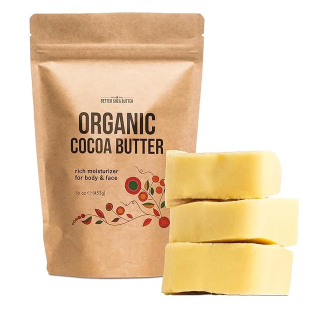 Organic Cocoa Butter Raw Unrefined, Food Grade USDA Certified Organic, for Scars, Stretch Marks Cream, Body Butter, Lip Ba...