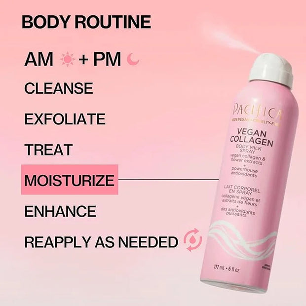Pacifica Spray Lotion for Body - Vegan Collagen Body Milk Spray – Hydrating Moisturizer Mist Fast-Absorbing Instantly Hydr...