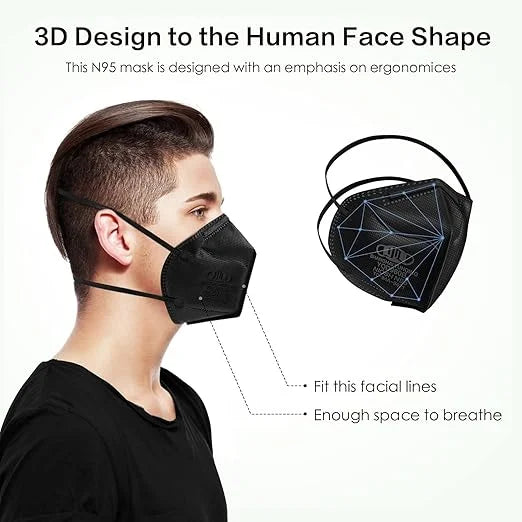 N95 Mask NIOSH Approved 20-Pack, Particulate Respirator N95 Face Masks Universal Fit - Individually Wrapped, Black - Produ...