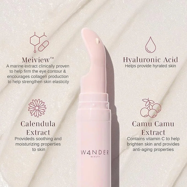 Wander Beauty Baggage Claim Everyday Eye Cream - Eye Serum for Dark Circles, Under-Eye Bags & Fine Lines - Hydrating Eye C...