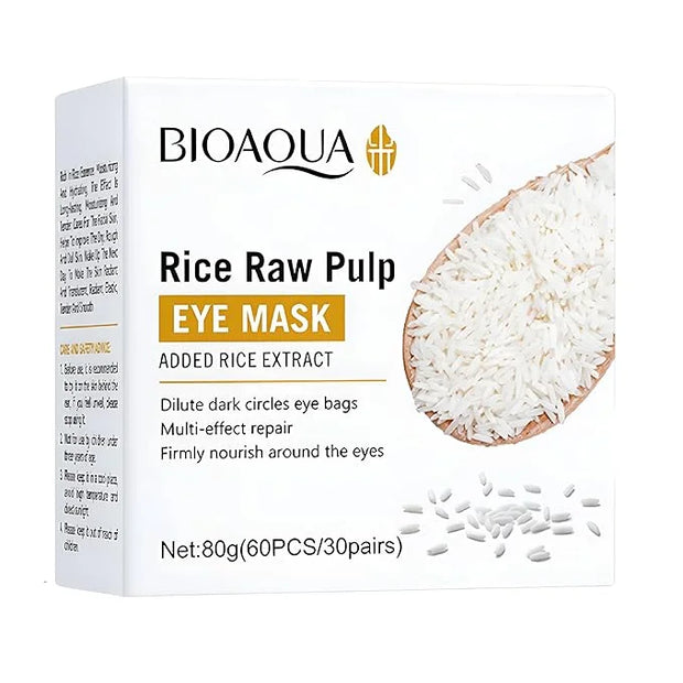 BIOAQUA Rice Raw Pump Eye Mask Dark Circles Eye Bags Nourish Repair 80g 60pcs/30pairs - Product Image