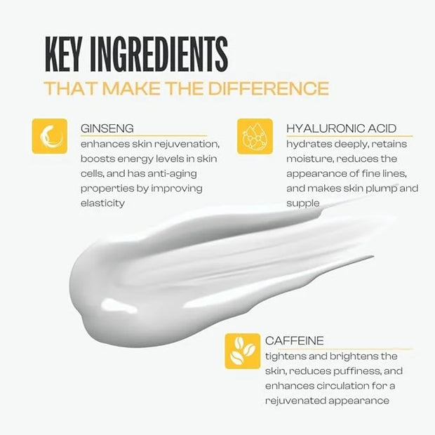 Men Rock Eye Cream - Moisturizing Under Eye Cream for Dark Circles with Ginseng Extract, Vitamin E - Mens Face Care - Mens...