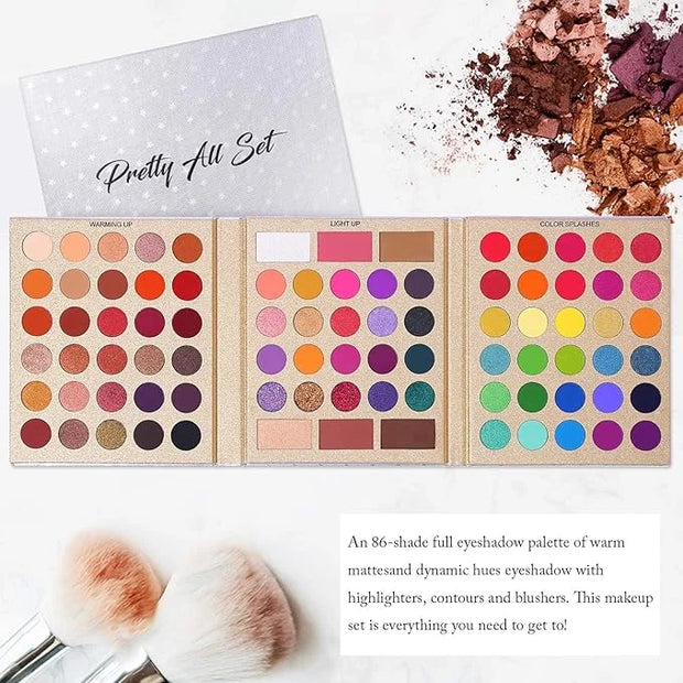 UCANBE Makeup Eyeshadow Palette + 15Pcs Brush Set, Pigmented