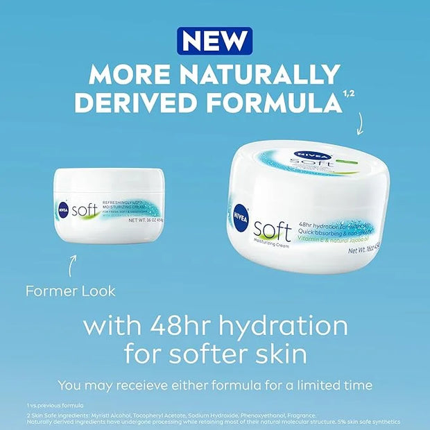 NIVEA Soft Refreshingly Soft Moisturizing Cream, Lightweight Body Moisturizer for Face, Body and Hands, Body Cream Enriche...