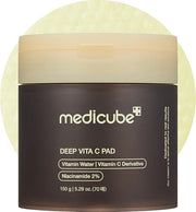 medicube Deep Vita C Facial Pads, Vitamin C Toner Pads for Uneven Skin Tone, 500,000PPM of vitamin water & 3 types of vita...