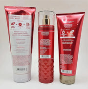 Bath & Body Works - Strawberry Pound Cake - Bundle -3 items - Moisturizing Body Wash, Ultimate Hydration Body Cream and Fi...