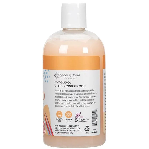 Ginger Lily Farms Botanicals Moisturizing Shampoo for All Hair Types, Coco Mango, 100% Vegan & Cruelty-Free, Coconut Mango...