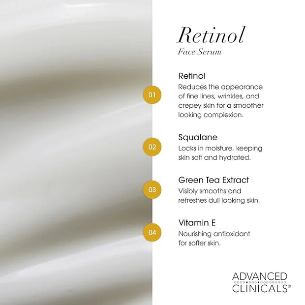 Advanced Clinicals Retinol Body Lotion + Retinol Serum 2PC Skincare Set For Women & Men Helps Diminish Appearance Of Crepe...
