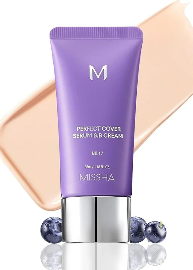 MISSHA M PERFECT COVER SERUM BB CREAM No.17 Fair- Fair with Cool Undertone, Skin Tint, Tinted Moisturizer, Skin Care Found...