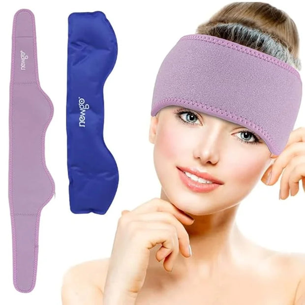 NEWGO Bundle of Gel Eye Mask and Headache Ice Pack Purple - Product Image