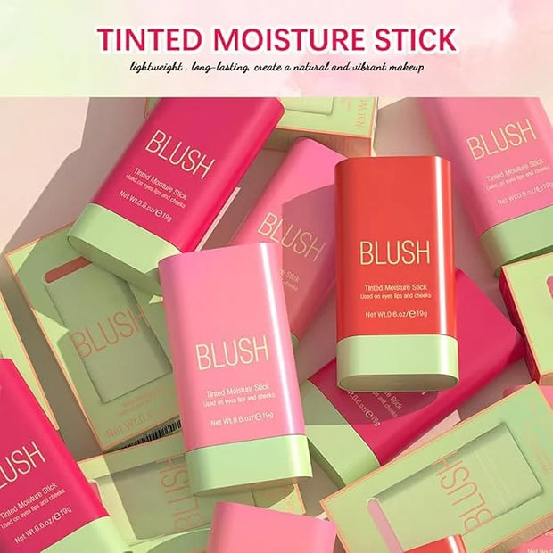 Multi-Use Makeup Blush Stick, 3-in-1 Cream Blush Stick Beauty Tinted Solid Blush Stick for Cheek/Eyes/Lips, Waterproof Moi...