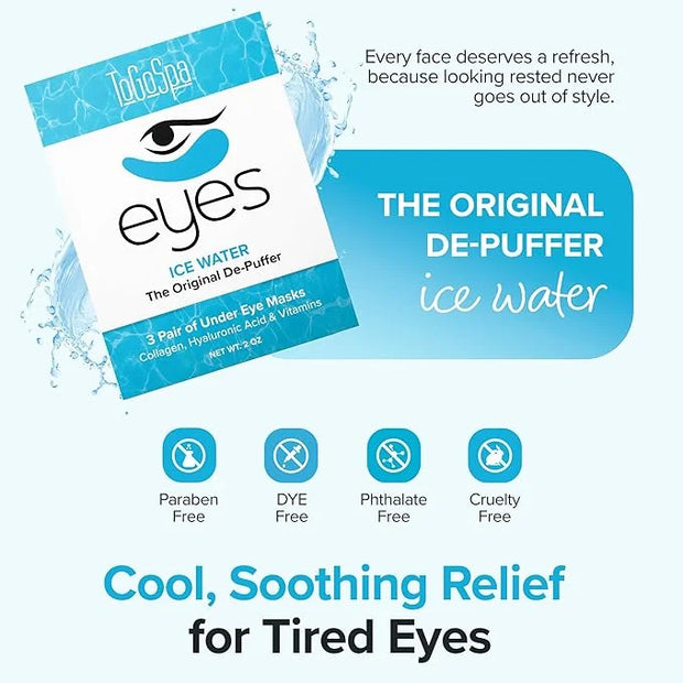 Ice Water EYES by ToGoSpa – Premium Anti-Aging Collagen Gel Pads for Puffiness, Dark Circles, and Wrinkles – Under Eye Rej...