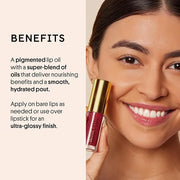 Winky Lux Very There Lip Oil, Hydrating Berry Tint with Jojoba Oil, Non-Sticky Glossy Lip Oil, Tinted Red Gloss for Juicy ...