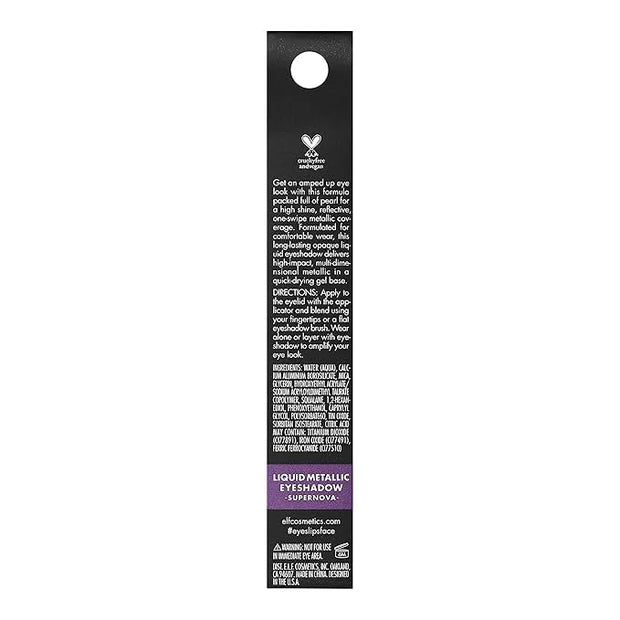 e.l.f. Liquid Metallic Eyeshadow, Gel Formula, High-Impact Multi-Dimensional Finish, One-Swipe Coverage, Supernova, 0.1 Fl...