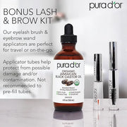 PURA D'OR 4 Oz ORGANIC Jamaican Black Castor Oil - Natural Smoky Scent - w/ 2 BONUS Empty Brushes - 100% Pure USDA Certifi...