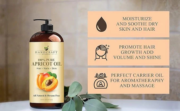 Handcraft Blends Apricot Kernel Oil - Cold-Pressed 16 Fl Oz - 100% Pure and Natural - Premium Grade Carrier for Skin and H...