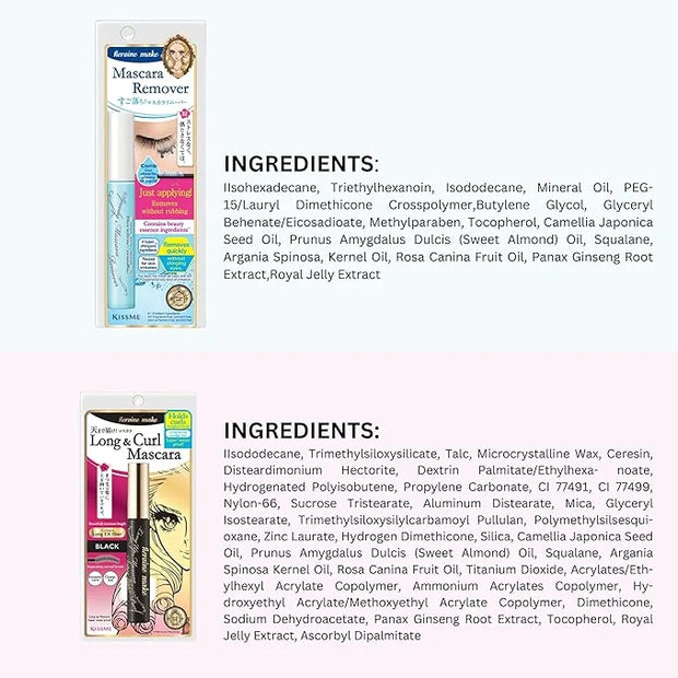 HEROINE MAKE by KISSME Mascara Duo Set | 2 Full-Size - Long & Curl Up Waterproof Mascara Black, Lengthening & Volume Fiber...
