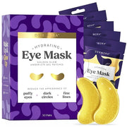 DERMORA Golden Glow Under Eye Patches (30 Pairs Eye Gels) - Rejuvenating Treatment for Dark Circles, Puffy Eyes, Refreshin...