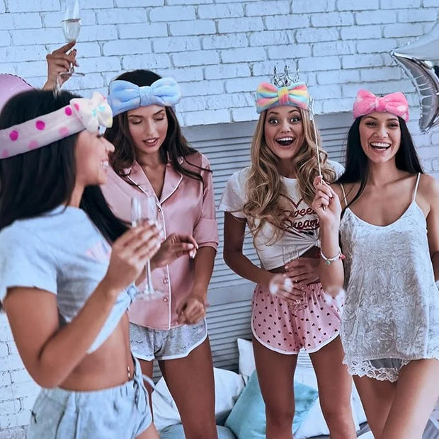 Kajaia 12 Pcs Sleepover Party Favors for Woman Plush Sleep Eye Mask Soft Spa Headband for Spa Birthday Bachelorette Slumbe...