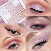 Eye Shadow Palette Makeup,Pink White Purple Glitter Shimmer Sparkle Warm Pastel 9 Colors Eye Shadow Palette,Nude White Cre...