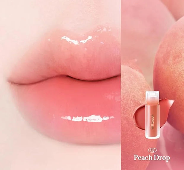 MILKTOUCH Dew Stain Sheer Lip Gloss (05 Peach Drop, 0.14 Fl Oz (Pack of 1)) - Product Image