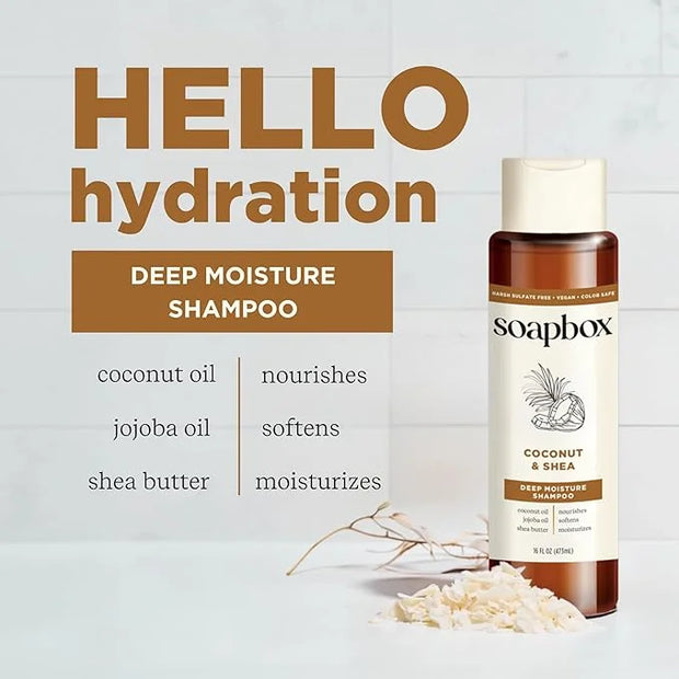 Soapbox Shampoo and Conditioner Set with Coconut Oil, Jojoba Oil, Aloe and Shea Butter to Moisturize and Nourish for All H...