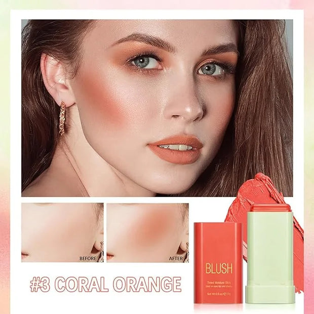 Multi-Use Makeup Blush Stick, 3-in-1 Cream Blush Stick Beauty Tinted Solid Blush Stick for Cheek/Eyes/Lips, Waterproof Moi...