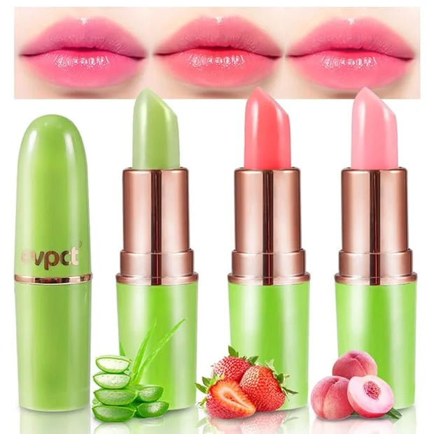 evpct 3Pcs Magic Color Changing Lipstick Long Lasting Waterproof 24 Hours Original for Women, Aloe Vera Strawberry Peach P...