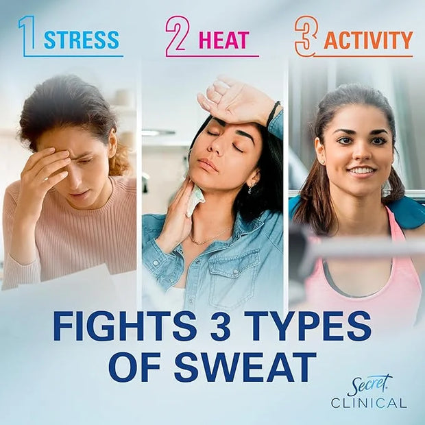 Secret Clinical Strength Antiperspirant Deodorant for Women, Stress Response, 3X Stress Protection, 72hr Sweat & Odor Prot...