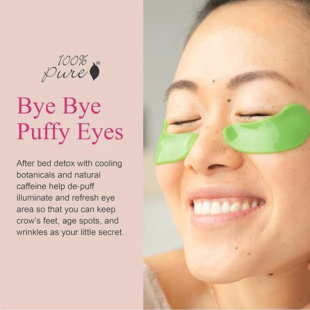 100% PURE Bright Eyes Masks Under Eye Skincare Wrinkle Smoothing Replenishment Diminish Dark Circles, Puffiness - Hydratin...