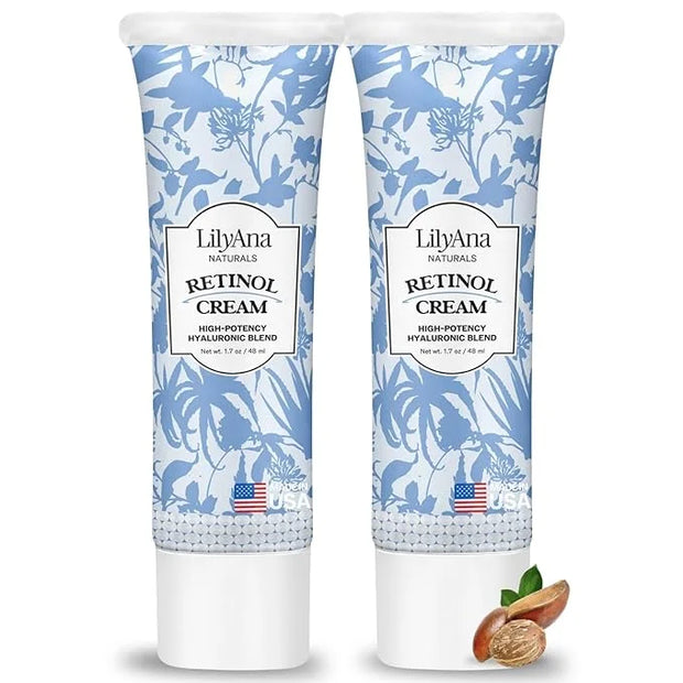 LilyAna Naturals Retinol Cream - Anti-Aging Moisturizer for Face & Neck, Made in USA, Wrinkle Reduction - 1.7oz, 2 Pack - ...