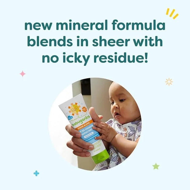 Babyganics SPF 50 Mineral Sunscreen Lotion, Sheer Blend, UVA UVB Protection, Octinoxate & Oxybenzone Free, Water Resistant...