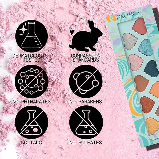Pacifica Eyeshadow Palette – Malibu Mineral Eyeshadow, Blendable Neutral Shades with Velvet Matte, Shimmer & Metallic, Coc...