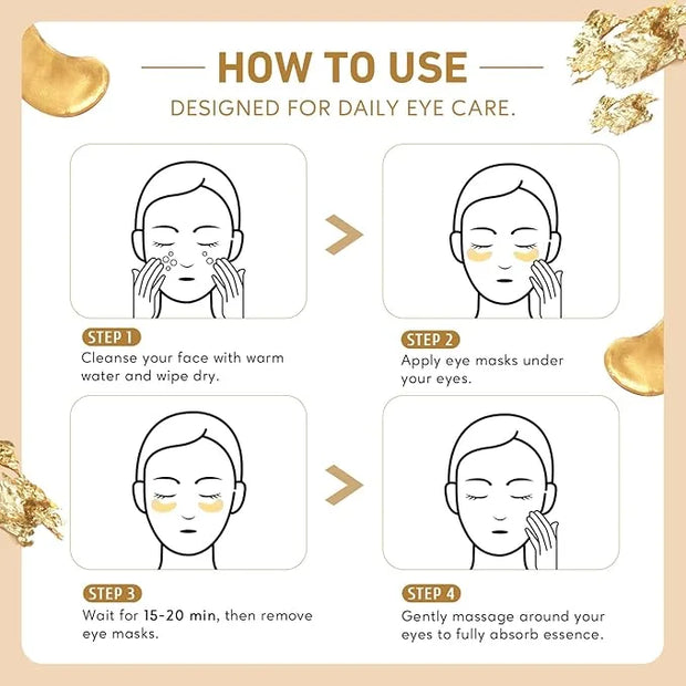 Under Eye Patches for Dark Circles,Puffy Eyes,20 Pairs Face Masks SkinCare With Vitamin C and 24k Gold - Product Image