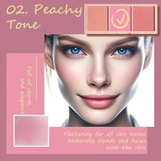 3 Color Matte Pink Blush Palette with Brush, Long Lasting Cheek Makeup, Smooth and Light Blush Powder for Face Beauty - Pr...
