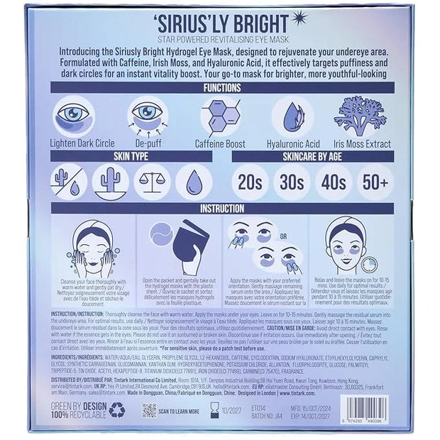 'SIRIUS'LY BRIGHT Under Eye Patches 28 Pairs, Reduce Dark Circles Puffiness Bags, Rejuvenate Eye Mask, Eye Gel Pads with C...