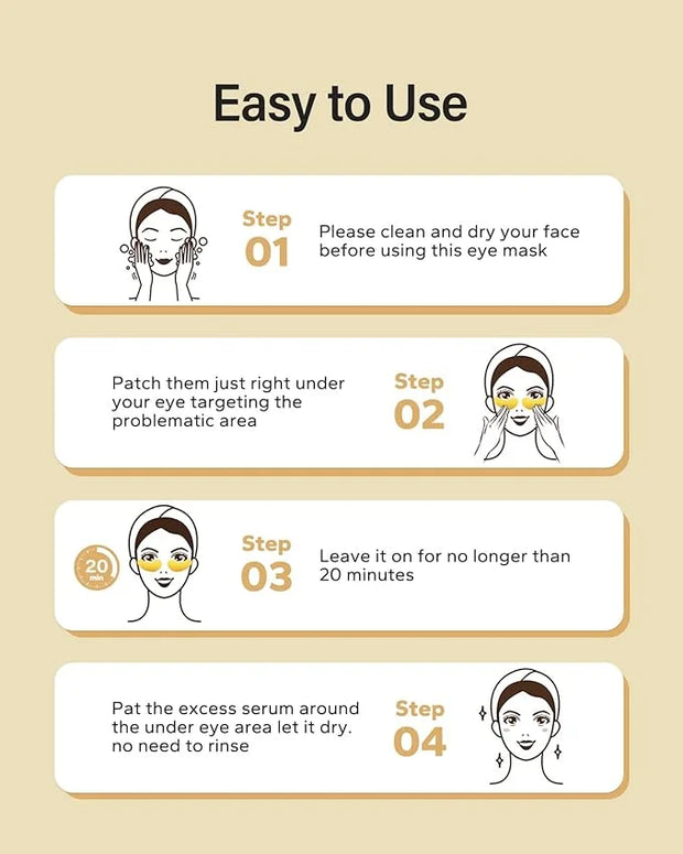 Komoko 30-Pairs 24K Gold Under Eye Patches, Skin Care, Golden Under Eye Mask Anti-Aging Collagen & Amino Acid, Eye Mask fo...