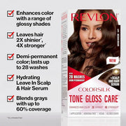 Revlon ColorSilk Tone + Gloss + Care Demi Permanent Hair Color, Dye Kit with Leave-In Scalp and Haircare Serum, 2x Shinier...