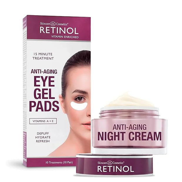 Retinol Anti-Aging Eye Gel Pads – Soothing Vitamin A Reduces Puffiness & Refreshes the Under Eye Area + Retinol Night Crea...