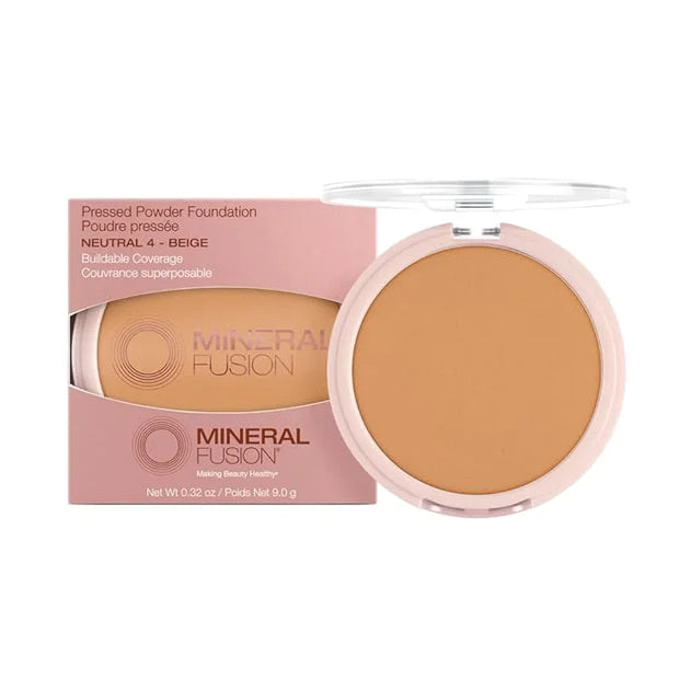 Mineral Fusion Pressed Powder Foundation, Neutral 4 - Med Skin w/Neutral Undertones, Age Defying Foundation Makeup with Ma...