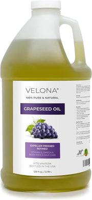 velona Grapeseed Oil 1 Gallon / 128 Fl Oz | 100% Pure and Natural Carrier Oil | Refined, Cold pressed | Cooking, Skin, Fac...