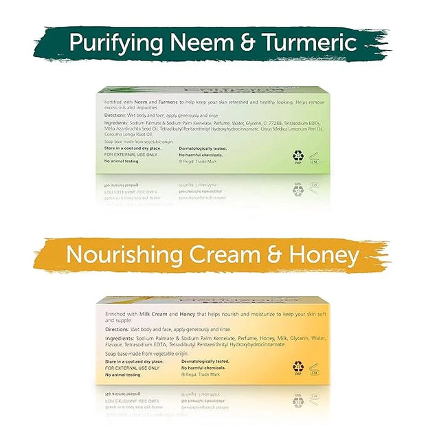 Himalaya Cleansing Bar Soaps Variety Pack, Neem & Turmeric, Almond, Cream & Honey and Cucumber, 4.41 oz, 12 Pack - Product...