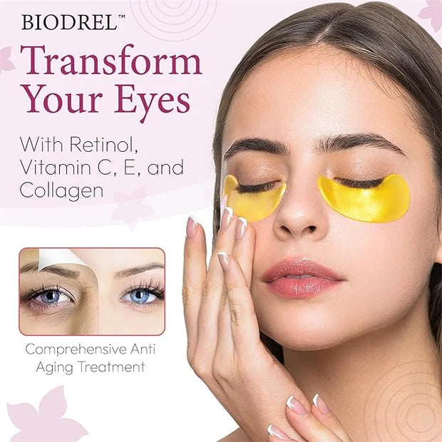 BIODREL- Under Eye Patches (20 Pairs) for Dark Circles, Puffy Eyes, Wrinkles, Eye Bags Treatment - Collagen Mask for Men &...
