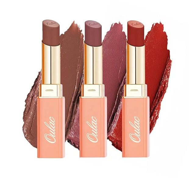 Oulac Color Rich Satin Lipstick Set For Women Red Burgundy Lipsticks High Impact Lipcolor Tinted Lip Balm, Nourishing, Sat...