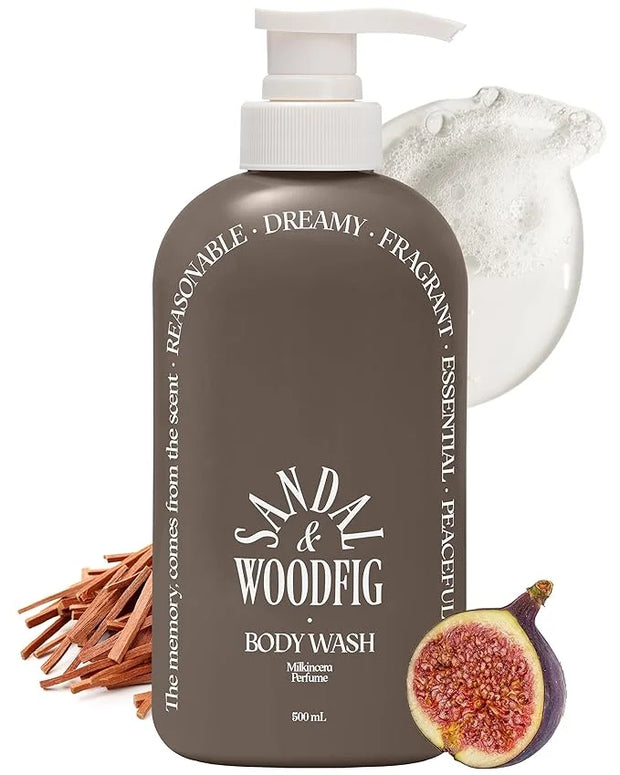 ODID Milk in Cera Perfume Body Wash - Korean Moisturizing Body Cleanser for All Skin Types - Cozy Wood & Fig Scent- with M...