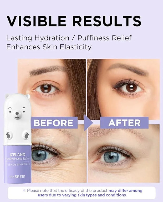 THESAEM Iceland Hydrating Peptide Eye Stick 0.24oz - Elasticity, Cooling, Moisturizing Eye Balm for Loose Skin – Under Eye...