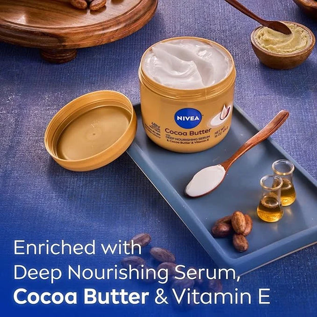 NIVEA Cocoa Butter Body Cream with Deep Nourishing Serum, Cocoa Butter Cream for Dry Skin, 16 Ounce Jar - Product Image